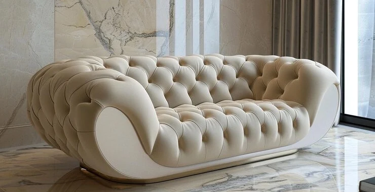 Custom made sofa with white color upholstery