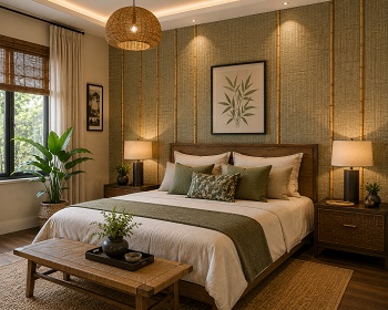 Fabric and Bamboo Wallpaper