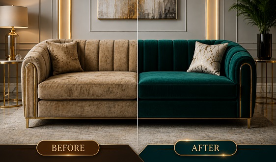 Sofa transformation before and after
