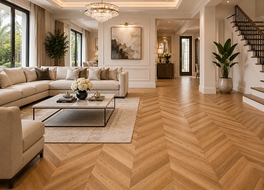 Chevron floorin in Abu dhabi living room