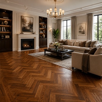 Elegant wooden flooring in Abu Dhabi living room