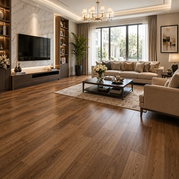 Laminate parquet flooring in room