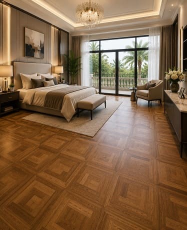 Luxury bedroom parquet flooring
