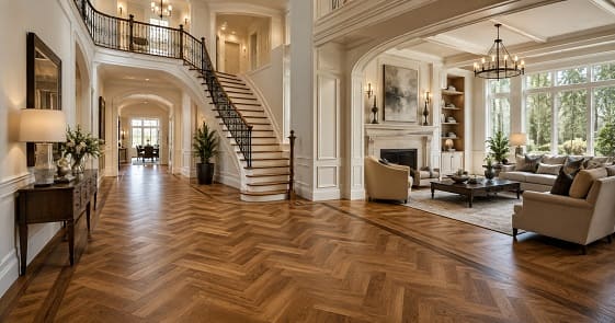 Luxury herringbone flooring in Abu Dhabi home