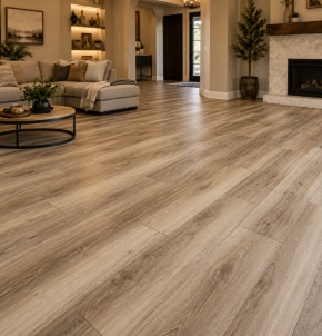 Luxury vinyl plank flooring in room