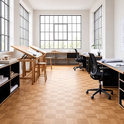 Parquet flooring in office