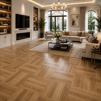 Vinyl parquet flooring in home