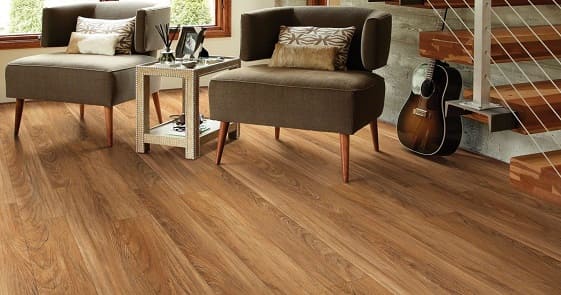 Wood look vinyl flooring in Abu Dhabi living room