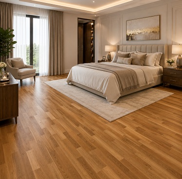 finger parquet flooring in bedroom of Abu Dhabi