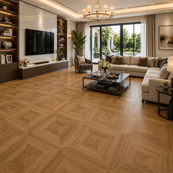 luxurious living room featuring premium SPC parquet flooring