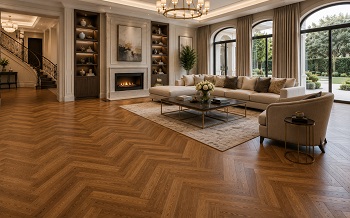 luxurious villa showcasing elegant herringbone parquet flooring