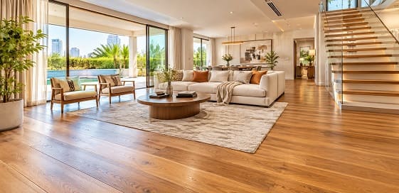 Abu Dhabi Villa interior with wooden flooring