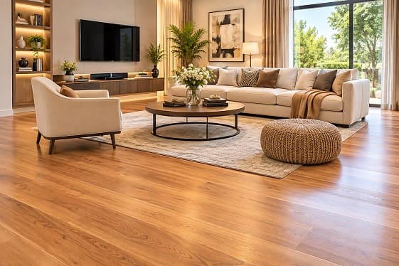 Modern Abu Dhabi living room wooden flooring