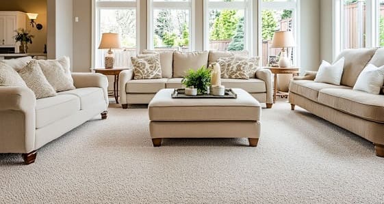 Beige wall to wall carpet in living room