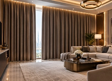Blackout curtains in Abu DHabi living room