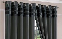 Gray Blackout curtains with garden view