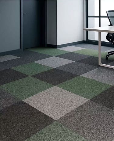 Modern green carpet tiles Abu Dhabi corporate office