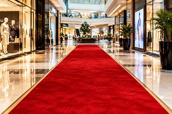 Red carpet runner in shopping mall, Abu Dhabi