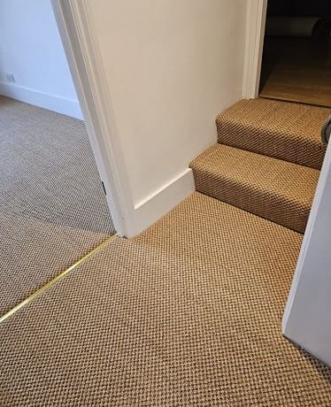 Sisal carpet installed in hallway