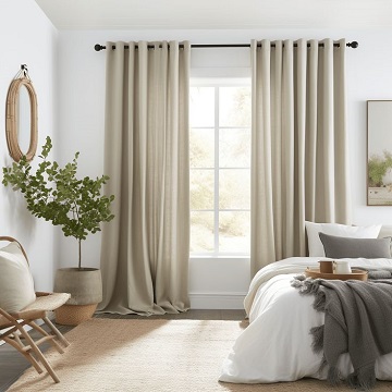 Bedroom with eyelet curtains, Abu Dhabi