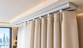 Curtains with near view of curtains Track