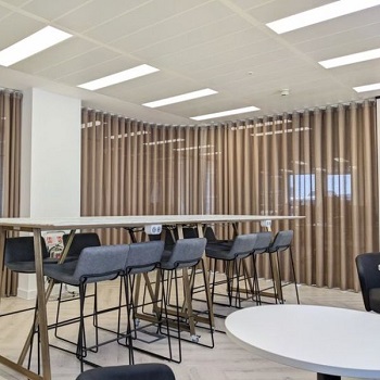 Eyelet curtains in luxury office, Abu Dhabi