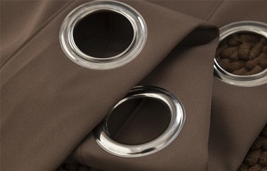 eyelet curtains in dark brown color
