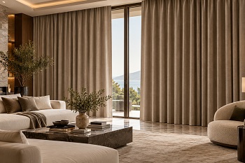 linen blackout curtains in luxury villa living room