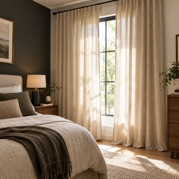 linen curtains in bedroom in Abu Dhabi