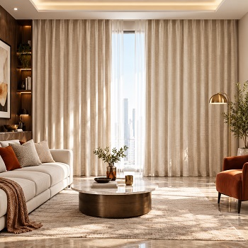 linen curtains in living room